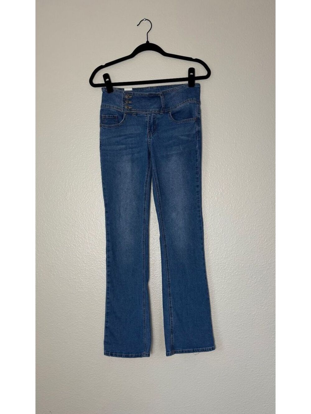 Y2K Bootcut Flare Jeans 3 Button Stretch Denim Juniors 3